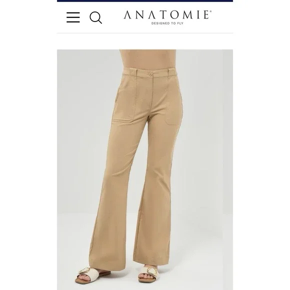 $278 ANATOMIE Darby Stretch Flare Pant COLOR: Camel SIZE: Small - Picture 1 of 8